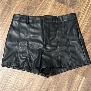 Black Leather Women's Shorts